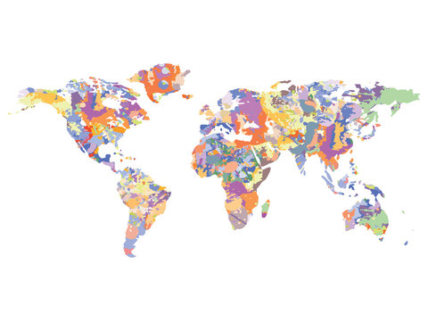 Watercolor map of the world, vector illustration