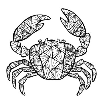 Stylized vector crab, zentangle