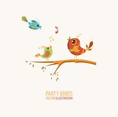 Fototapeta premium Birds Singing on a branch of a tree