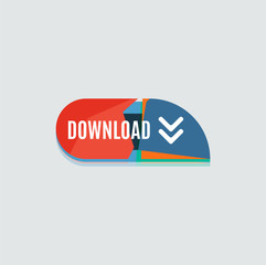 Colorful download web button. Modern flat design.