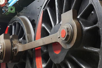 Steam locomotive wheel and connecting rod detail