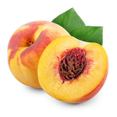 Fresh peach with half