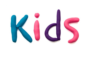 plasticine kids letter on white background