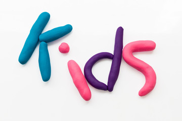 plasticine kids letter on white background