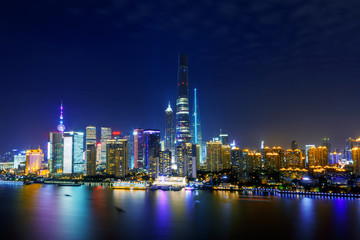 Fototapeta na wymiar illuminated skyline and cityscape of shanghai