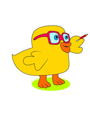 gözlük takan akıllı ördek yavrusu çizimi