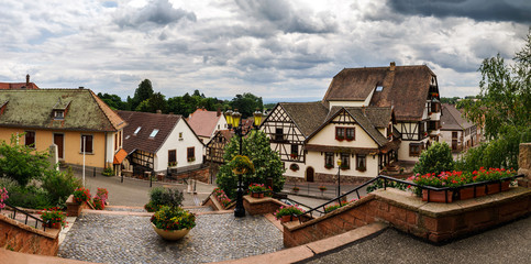 Old alsacien village street view