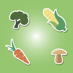 set of color icons with vegetables for your design