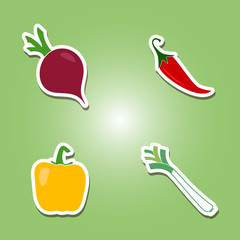 set of color icons with vegetables for your design
