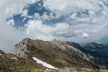 Obraz premium View from the trails in Piatra Craiului mountains, Transylvania,