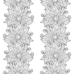 Vector Seamless Monochrome Floral Pattern