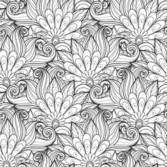 Vector Seamless Monochrome Floral Pattern