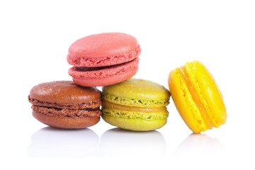 French macaroons on a white background
