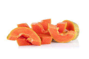 whole papaya fruits on white background