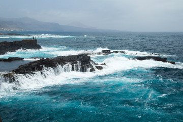Naklejka premium Gran Canaria, north west coast at Banaderos area, basalt rocks