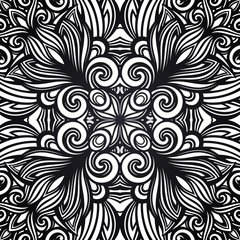 Vector Seamless Vintage Black and White Lace Pattern
