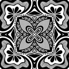 Vector Seamless Vintage Black and White Lace Pattern