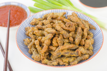 Crispy Beef - Oriental battered and deep-fried beef with sweet chilli sauce.