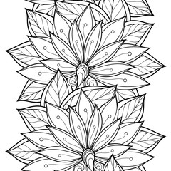Vector Seamless Monochrome Floral Pattern