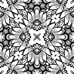 Vector Seamless Vintage Black and White Lace Pattern
