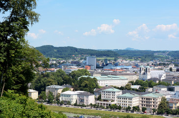 Fototapeta na wymiar View over Salzburg city in Europe