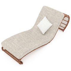 Rattan sun lounger with mattress 3d graphics