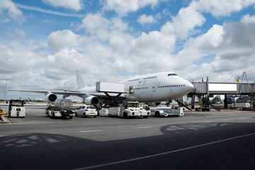 Airplane near the terminal in an airport