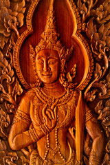 Fototapeta na wymiar Wooden carved thai style