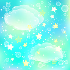 Magic background with clouds and stars