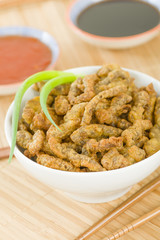 Crispy Beef - Oriental battered and deep-fried beef with sweet chilli and soya sauce.