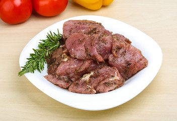 Raw marinated meat for bbq