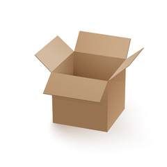 Empty cardboard box opened isolated