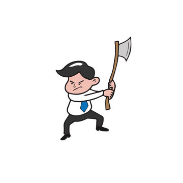 Businessman and axe