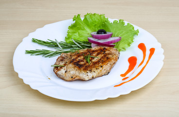 Grilled pork steak