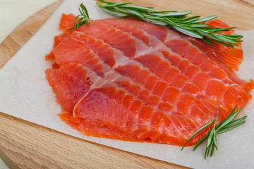 Sliced salmon