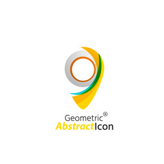 Abstract geometric business corporate emblem - map tag