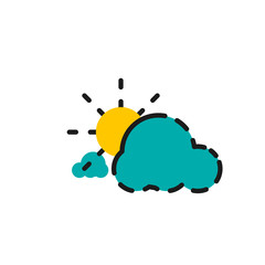 Color line icon for flat design. Clouds and sun