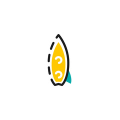 Color line icon for flat design. Surf board