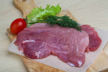 Raw pork schnitzel