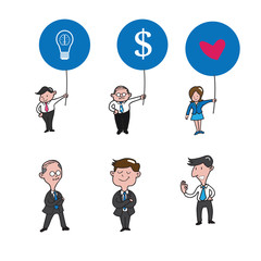 Businesspeople holding balloons