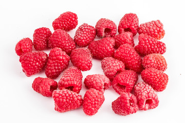Freshly picked raspberries isolated