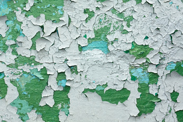 Green White Peeling Paint Texture Grungy Wall
