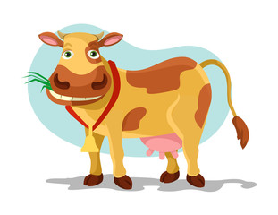 Cow vector flat cartoon illustration