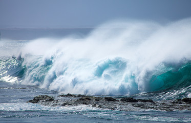 Fuerteventura, Canary Islands, waves breaking by El Cotillo