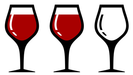 set isolated wine glasses