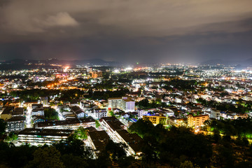 High angle view Phuket province at night