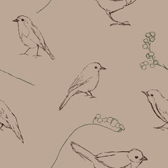 Seamless pattern with birds silhouette