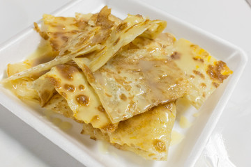 Roti toping with sweet milk.