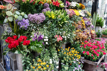 Flowers outside of flower shop
