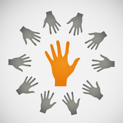 Vector flat icon hands. color abstraction eps